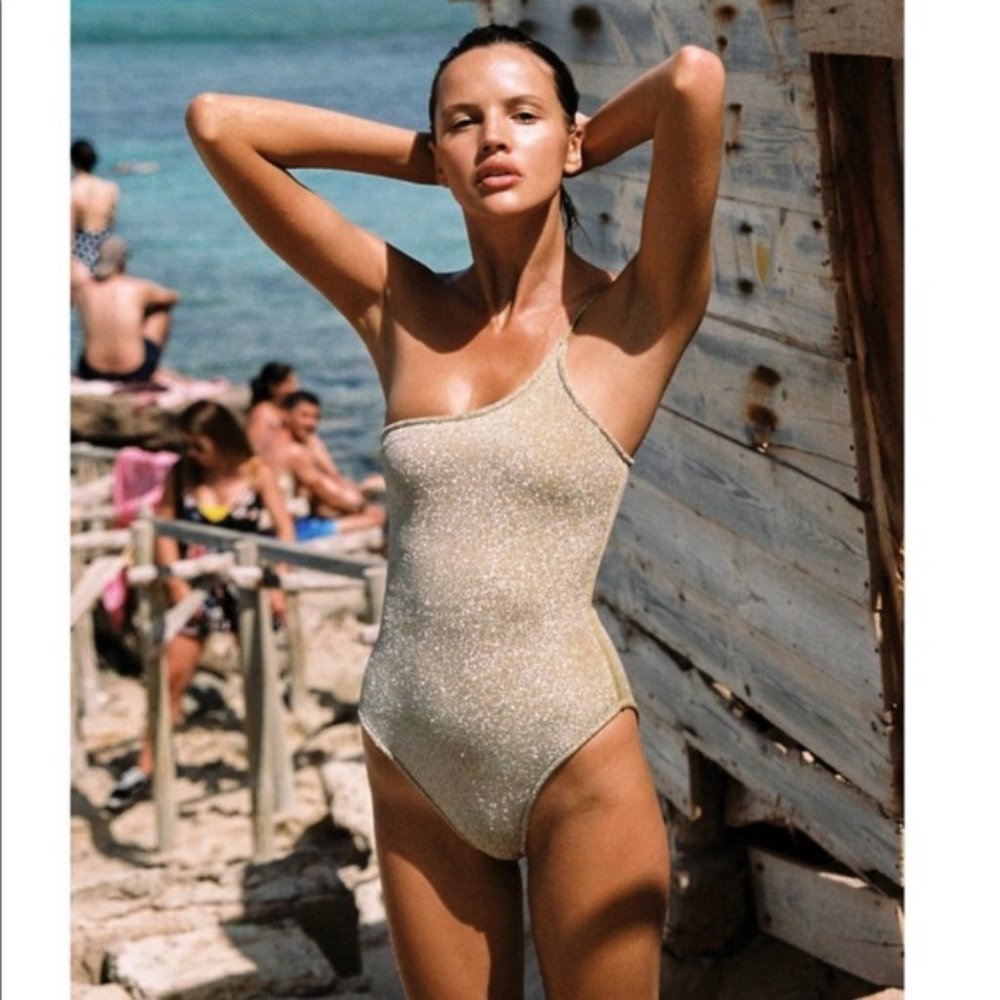 TRIANGL Gold Sparkle One Piece Bathing Suit